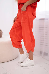 Cotton set blouse + trousers 6727 / – Coral цвет / color | Lexline Fashion