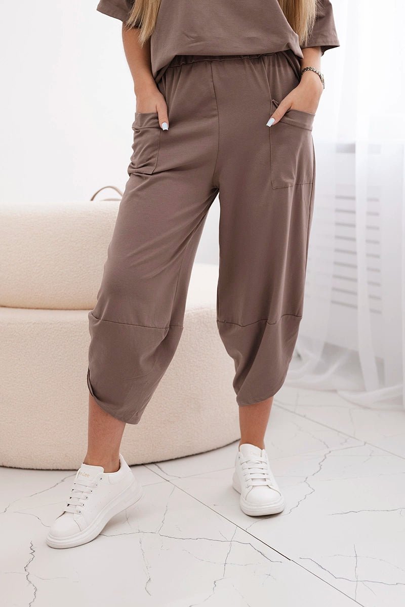 Cotton set blouse + trousers 6727 / – Fango цвет / color | Lexline Fashion