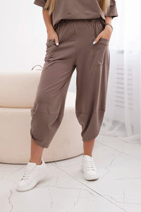 Cotton set blouse + trousers 6727 / – Fango цвет / color | Lexline Fashion
