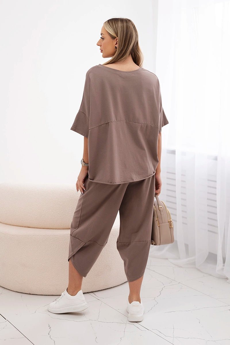 Cotton set blouse + trousers 6727 / – Fango цвет / color | Lexline Fashion