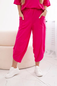 Cotton set blouse + trousers 6727 / – Fuchsia цвет / color | Lexline Fashion