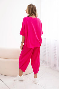 Cotton set blouse + trousers 6727 / – Fuchsia цвет / color | Lexline Fashion