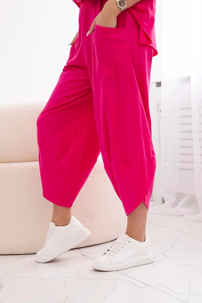 Cotton set blouse + trousers 6727 / – Fuchsia цвет / color | Lexline Fashion
