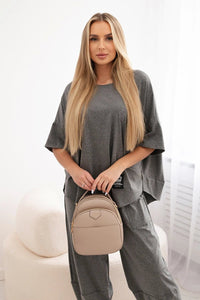 Cotton set blouse + trousers 6727 / – Graphite цвет / color | Lexline Fashion