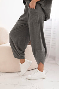 Cotton set blouse + trousers 6727 / – Graphite цвет / color | Lexline Fashion