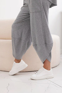 Cotton set blouse + trousers 6727 / – Gray || Dark цвет / color | Lexline Fashion