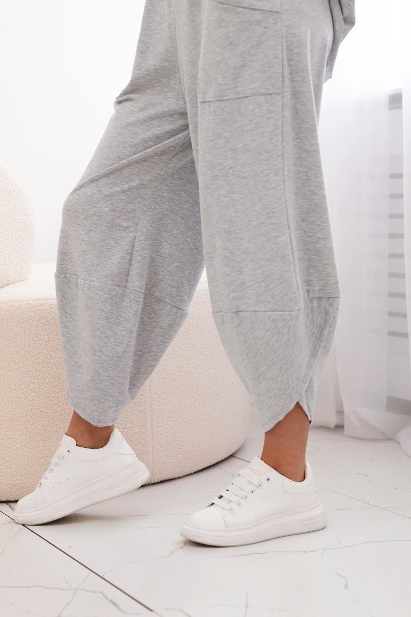 Cotton set blouse + trousers 6727 / – Gray || Light цвет / color | Lexline Fashion