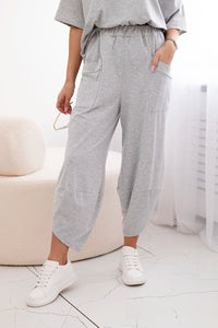 Cotton set blouse + trousers 6727 / – Gray || Light цвет / color | Lexline Fashion