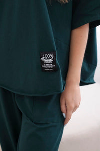 Cotton set blouse + trousers 6727 / – Green || Dark цвет / color | Lexline Fashion