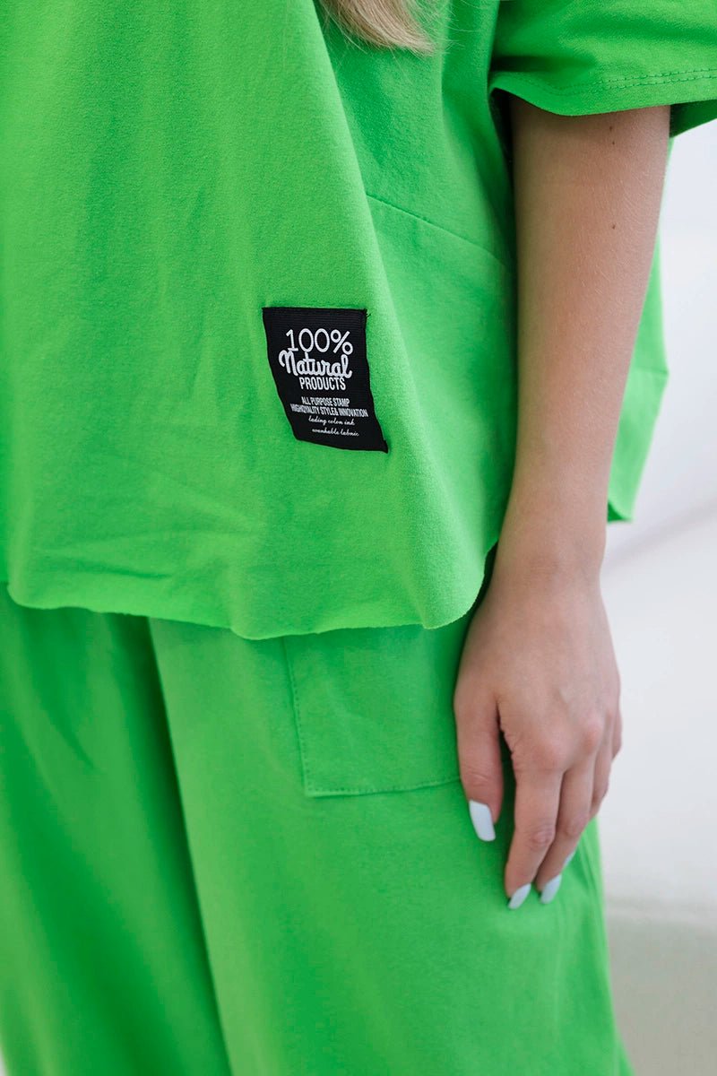 Cotton set blouse + trousers 6727 / – Green || Light цвет / color | Lexline Fashion