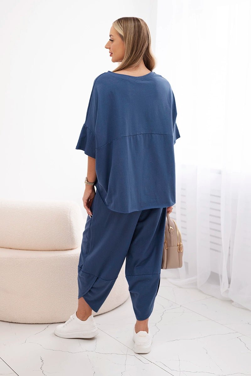 Cotton set blouse + trousers 6727 / – Jeans цвет / color | Lexline Fashion