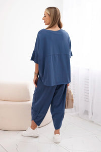 Cotton set blouse + trousers 6727 / – Jeans цвет / color | Lexline Fashion
