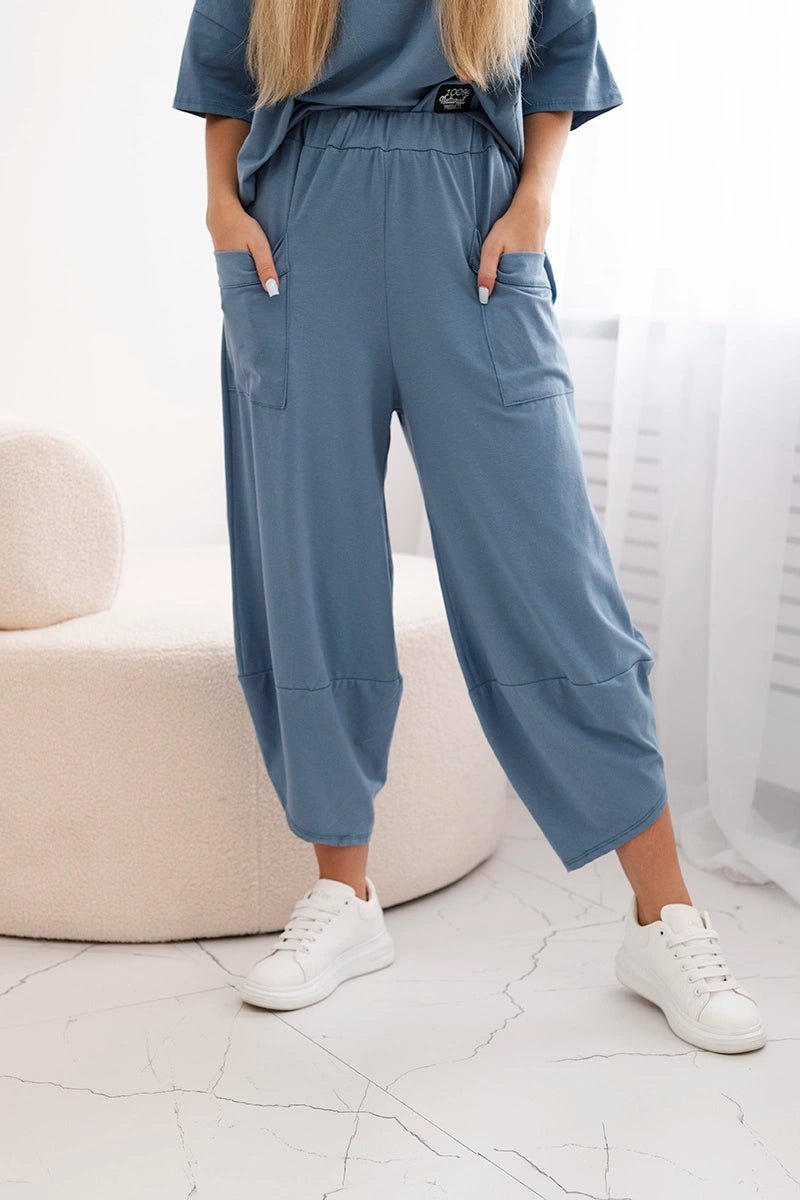 Cotton set blouse + trousers 6727 / – Jeans || Light цвет / color | Lexline Fashion