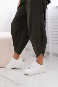 Cotton set blouse + trousers 6727 / – Khaki цвет / color | Lexline Fashion