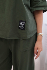 Cotton set blouse + trousers 6727 / – Khaki || Light цвет / color | Lexline Fashion