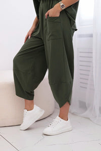 Cotton set blouse + trousers 6727 / – Khaki || Light цвет / color | Lexline Fashion