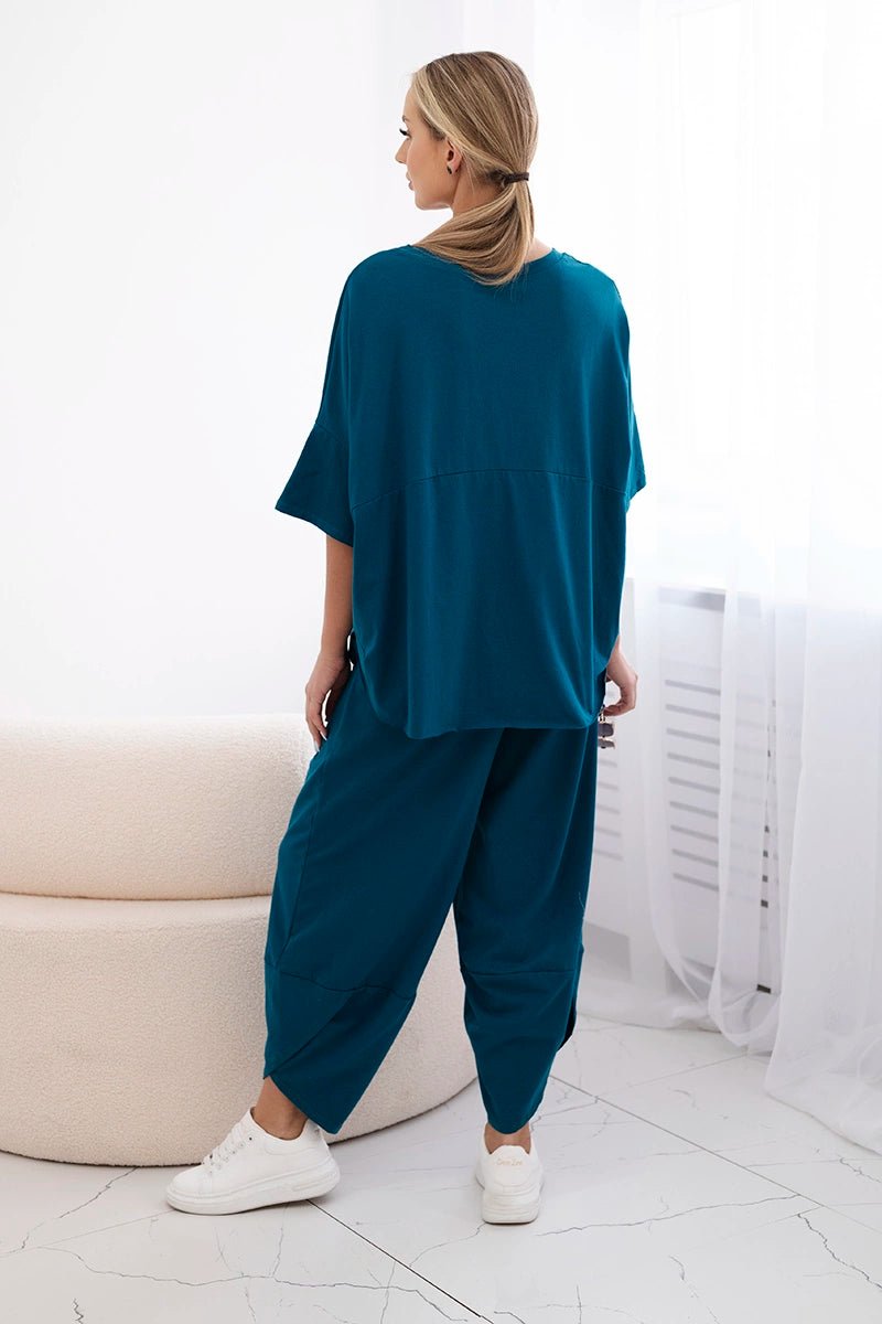 Cotton set blouse + trousers 6727 / – Marine цвет / color | Lexline Fashion