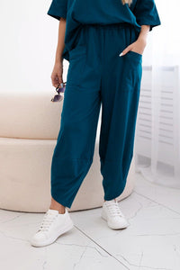 Cotton set blouse + trousers 6727 / – Marine цвет / color | Lexline Fashion