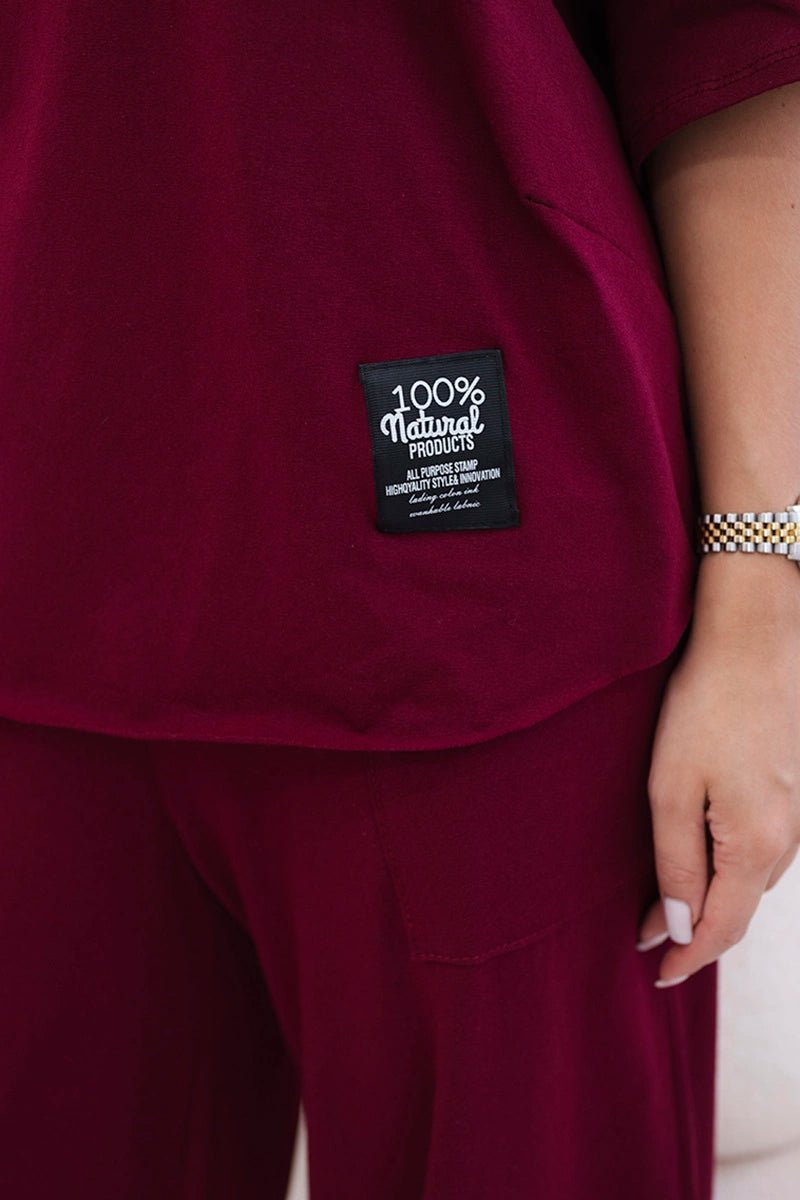 Cotton set blouse + trousers 6727 / – Maroon цвет / color | Lexline Fashion