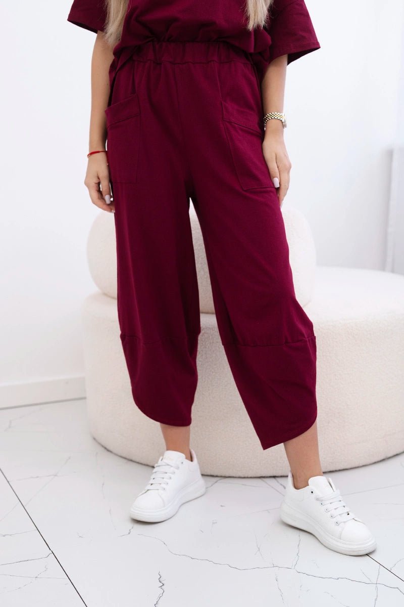 Cotton set blouse + trousers 6727 / – Maroon цвет / color | Lexline Fashion
