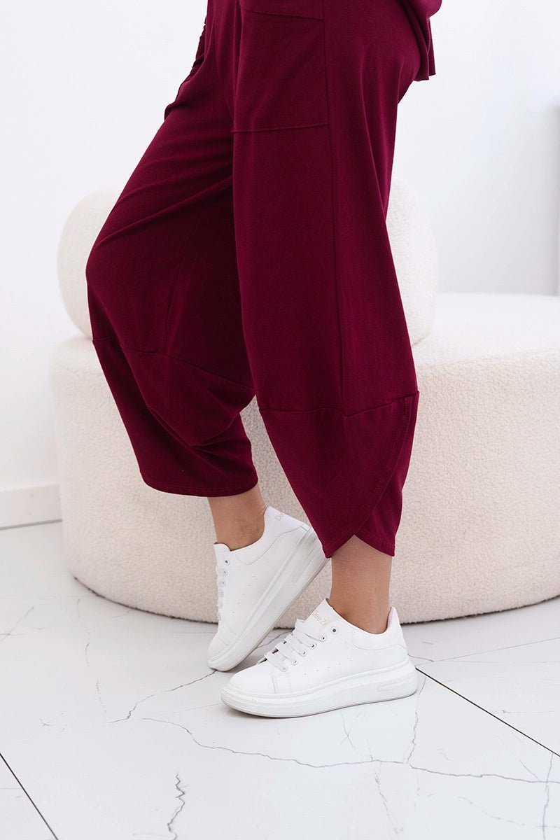 Cotton set blouse + trousers 6727 / – Maroon цвет / color | Lexline Fashion