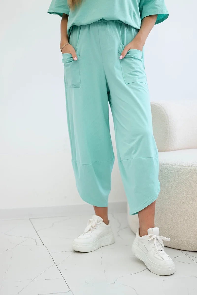 Cotton set blouse + trousers 6727 / – Mint цвет / color | Lexline Fashion