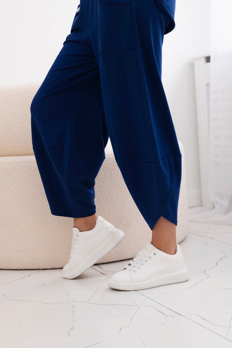 Cotton set blouse + trousers 6727 / – Navy blue || Light цвет / color | Lexline Fashion