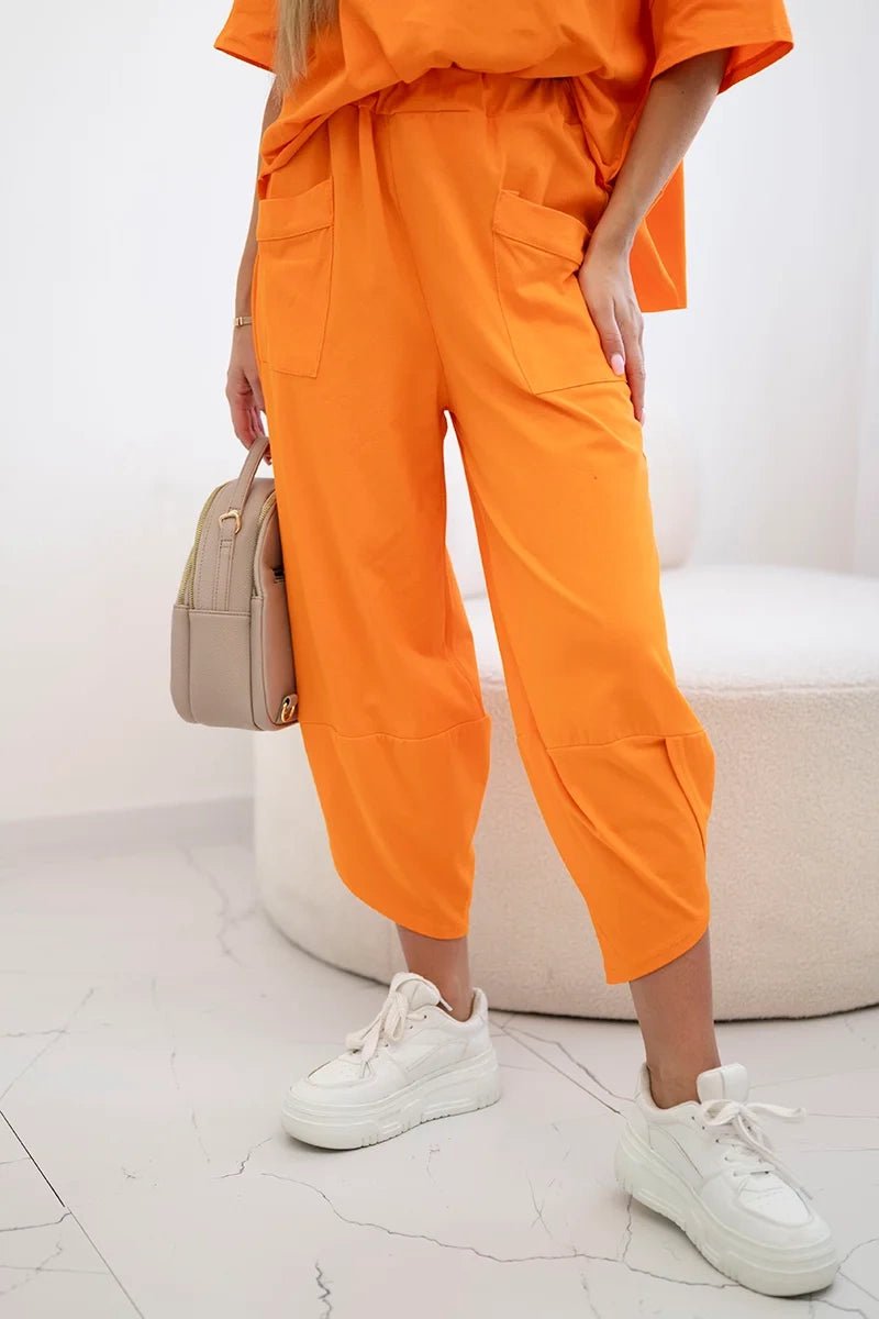 Cotton set blouse + trousers 6727 / – Orange цвет / color | Lexline Fashion