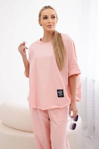 Cotton set blouse + trousers 6727 / – Peachy цвет / color | Lexline Fashion