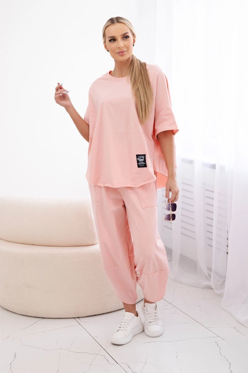 Cotton set blouse + trousers 6727 / – Peachy цвет / color | Lexline Fashion