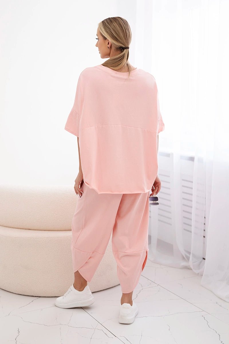 Cotton set blouse + trousers 6727 / – Peachy цвет / color | Lexline Fashion