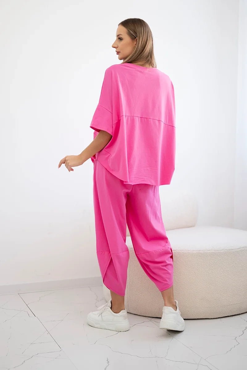 Cotton set blouse + trousers 6727 / – Pink цвет / color | Lexline Fashion