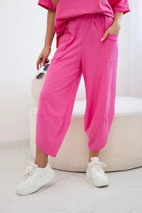 Cotton set blouse + trousers 6727 / – Pink цвет / color | Lexline Fashion
