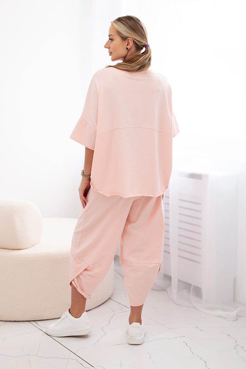 Cotton set blouse + trousers 6727 / – Powder цвет / color | Lexline Fashion