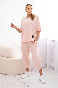 Cotton set blouse + trousers 6727 / – Powder цвет / color | Lexline Fashion