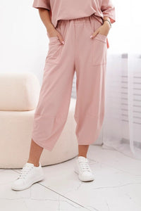 Cotton set blouse + trousers 6727 / – Powder || Dark цвет / color | Lexline Fashion