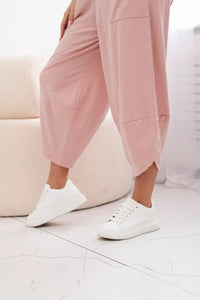 Cotton set blouse + trousers 6727 / – Powder || Dark цвет / color | Lexline Fashion