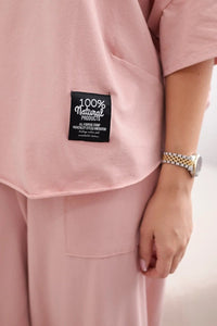 Cotton set blouse + trousers 6727 / – Powder || Dark цвет / color | Lexline Fashion