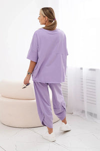 Cotton set blouse + trousers 6727 / – Purple || Light цвет / color | Lexline Fashion