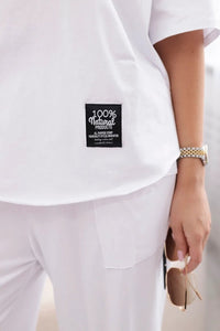 Cotton set blouse + trousers 6727 / – White цвет / color | Lexline Fashion