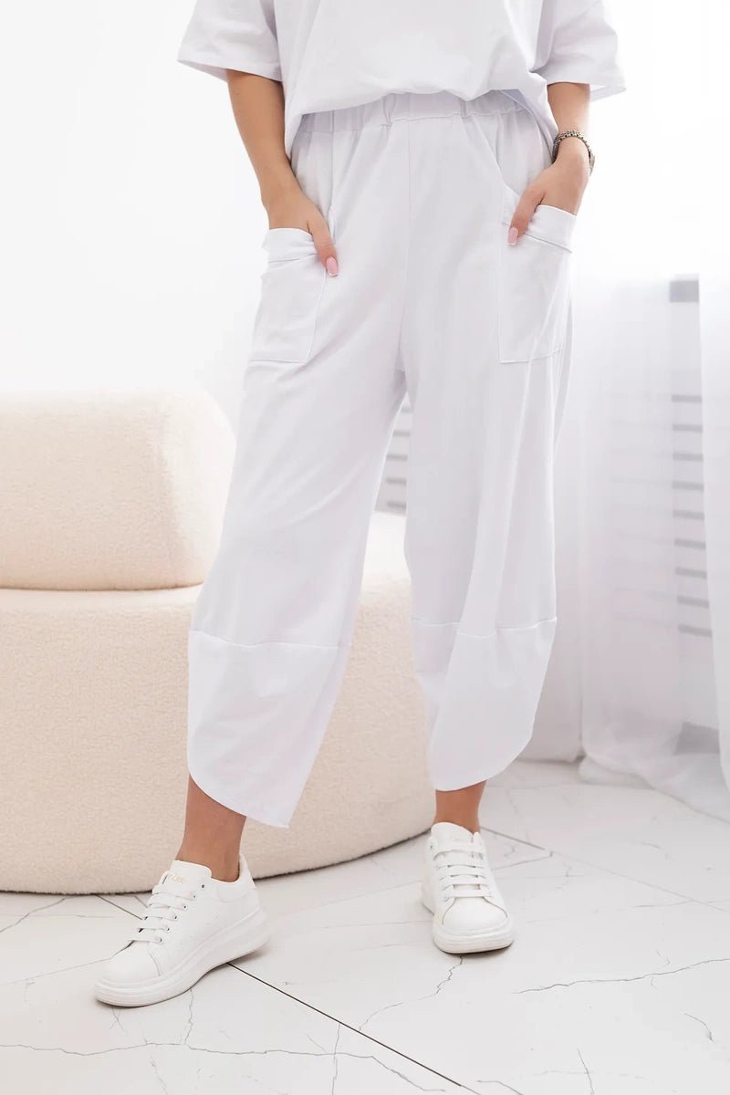 Cotton set blouse + trousers 6727 / – White цвет / color | Lexline Fashion