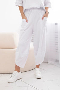Cotton set blouse + trousers 6727 / – White цвет / color | Lexline Fashion