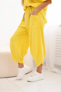 Cotton set blouse + trousers 6727 / – Yellow цвет / color | Lexline Fashion