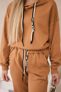 Cotton set hoodie + pants R7516 / – Camel цвет / color | Lexline Fashion