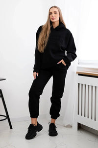 Cotton set, sweatshirt + pants Brooklyn 9617 / – Black цвет / color | Lexline Fashion
