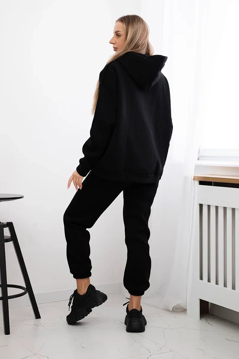 Cotton set, sweatshirt + pants Brooklyn 9617 / – Black цвет / color | Lexline Fashion