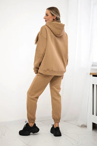 Cotton set, sweatshirt + pants Brooklyn 9617 / – Camel цвет / color | Lexline Fashion
