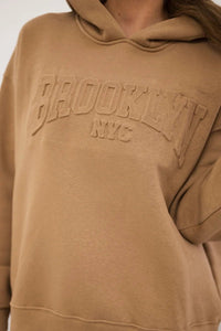 Cotton set, sweatshirt + pants Brooklyn 9617 / – Camel цвет / color | Lexline Fashion