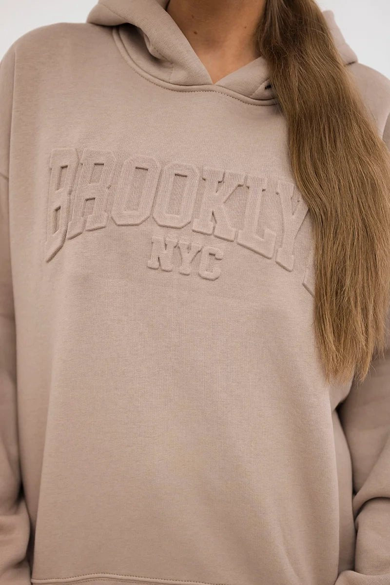 Cotton set, sweatshirt + pants Brooklyn 9617 / – Dark || beige цвет / color | Lexline Fashion