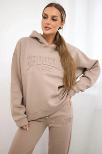 Cotton set, sweatshirt + pants Brooklyn 9617 / – Dark || beige цвет / color | Lexline Fashion